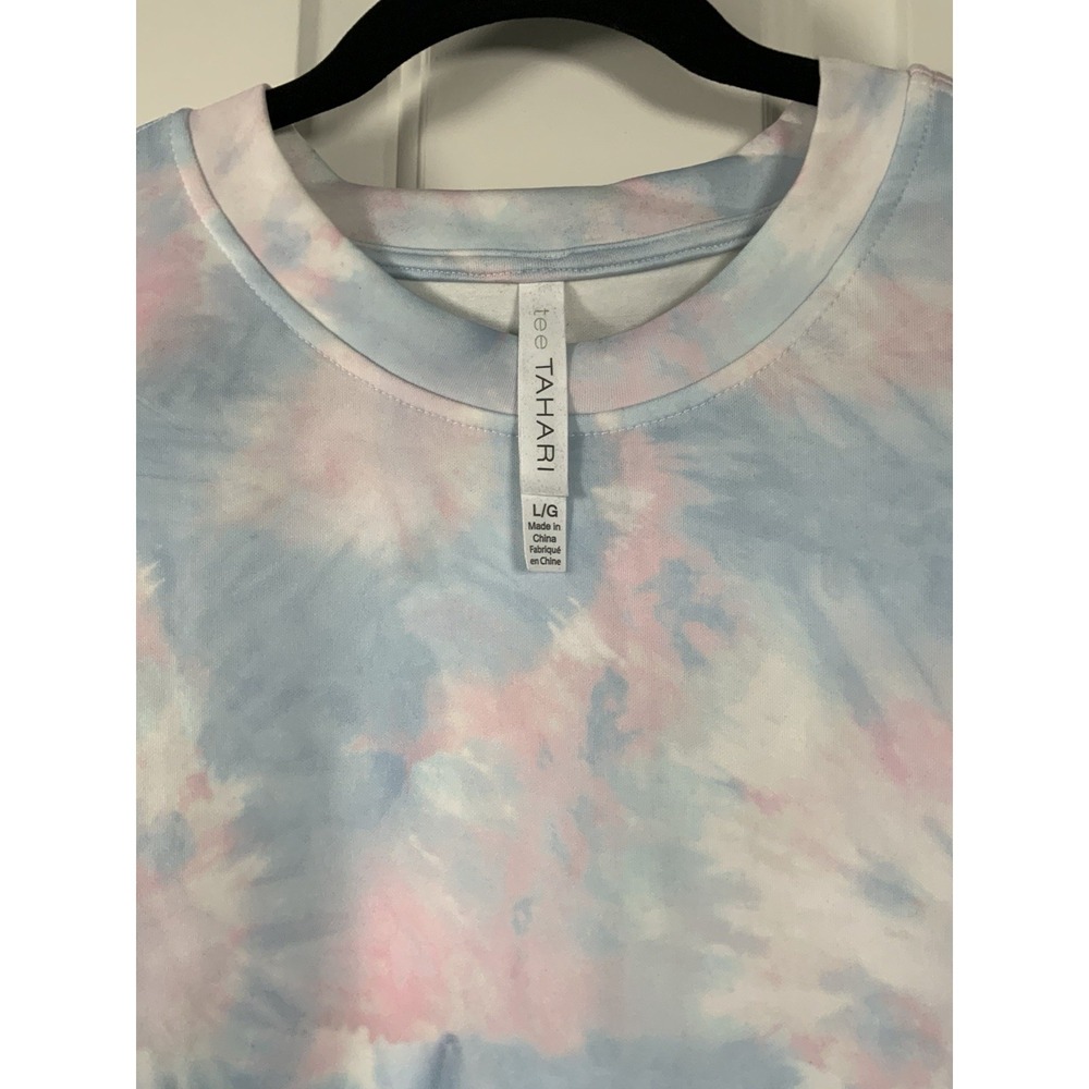 Tahari Women's Tie Dyed Sweatshirt, Size Large, New With Tags, Pink/Blue/White